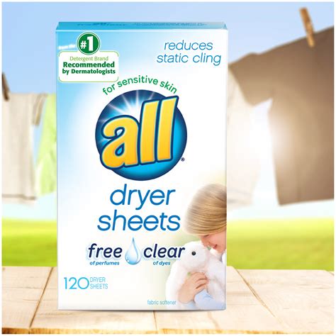 4pk All Fabric Softener Dryer Sheets Free Clear 120 Count Ebay