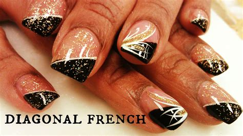 Diagonal French Manicure Nails Acrylic Nails And Nail Art Design