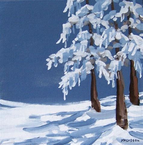 Easy Acrylic Painting Winter Painting Snow On Cedar Winter
