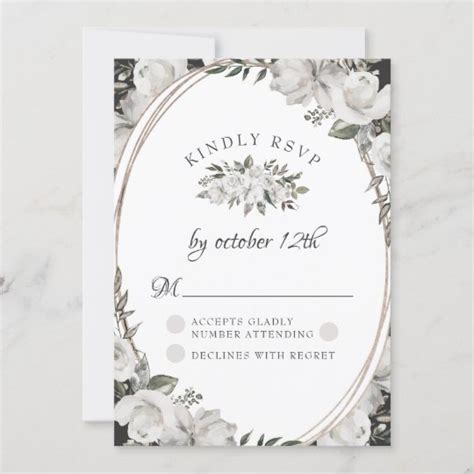Vintage Cherish White Floral Wedding Rsvp Card