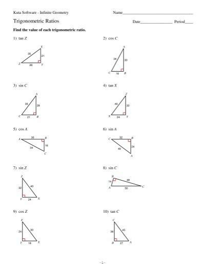 Printable in convenient pdf format. Kuta Software Infinite Geometry Trigonometric Ratios Answers - kidsworksheetfun