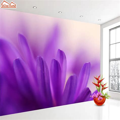 Shinehome Purple Petal Romantic Flower 3d Wallpaper Mural Wallpapers
