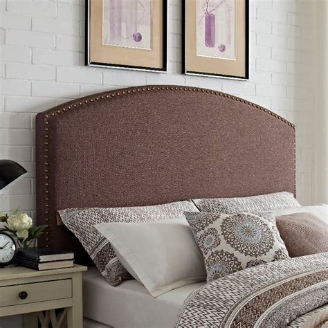 Classic Brown Upholstered Full Queen Headboard Cassie Curved