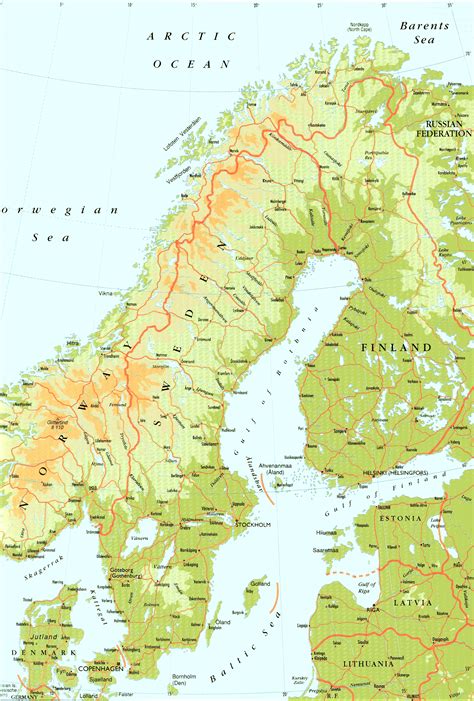 Sweden Physical Map Mapsof Net