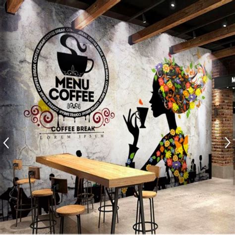 French Romance Retro Brick Wall Coffee Shop Industrial Decor Background