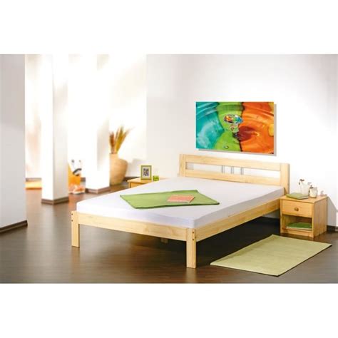 Lit en bois massif, lit en métal, lit en tissu capitonné, lit à baldaquins. Lit double 140 x 190 cm en bois pin massif - Achat / Vente ...