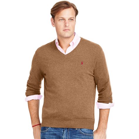 Ralph Lauren Merino Wool V Neck Sweater In Brown For Men Lyst