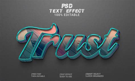 3d Text Effect Editable Psd Filetrust Graphic By Imamul0 · Creative Fabrica