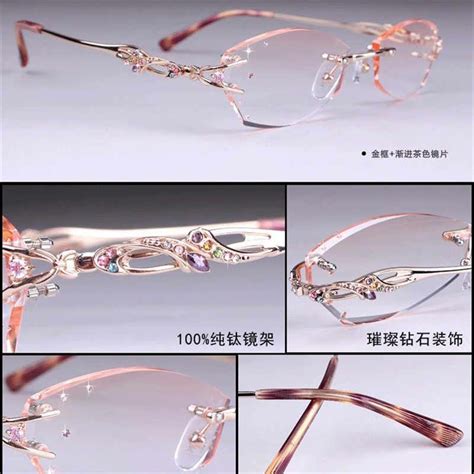 Prescription Glasses Women Rimless Eyeglasses Customized Myopia Hyperopia Glasses Progressive