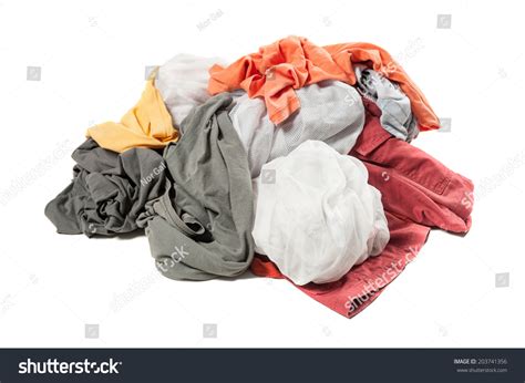 Big Heap Dirty Colorful Clothes Isolated Stock Photo 203741356