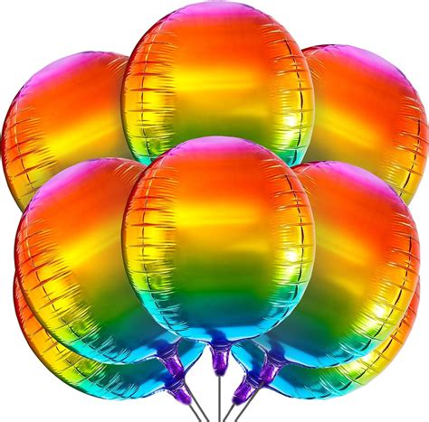 12 Pieces Rainbow Foil Balloons Gradient Metallic Rainbow Balloons 22