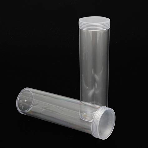 10pcsset 25mm Round Clear Plastic Coin Tube Coin Holder Container For