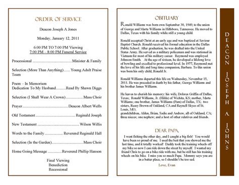 Obituary Program Sample Obituary Template Memorial Service Program