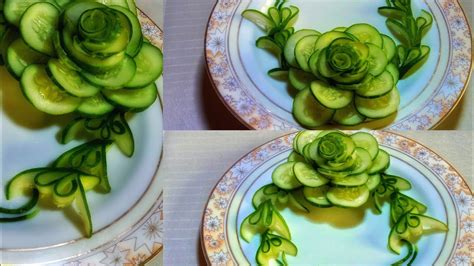 Easy Salad Decoration Ideas How To Make Cucumber Garnishখাবার