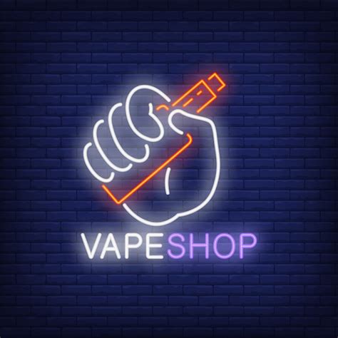 Vape Shop Neon Sign Mano Que Sostiene El Cigarrillo Electrónico En La