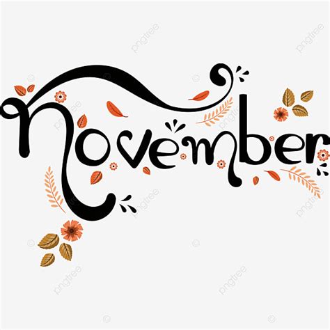 November Month Autumn With Leaf November November Month Calendar Png
