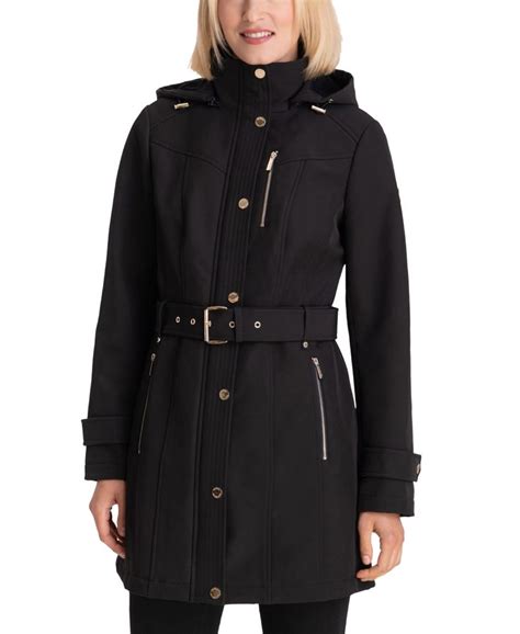 Michael Michael Kors Hooded Belted Raincoat Created For Macy S Black