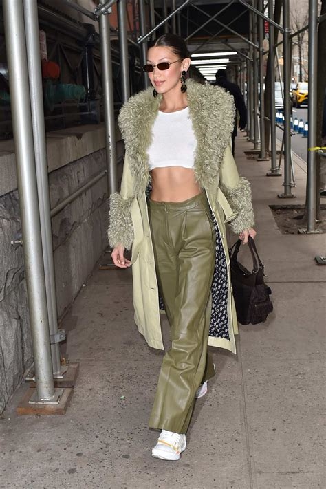 Bella Hadid Shows Off Her Toned Abs In A White Crop Top As She Heads Into The Marc Jacobs Show