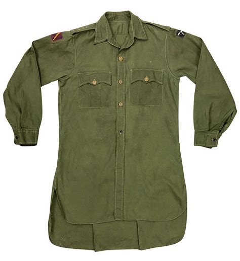 Original 1950s British Army Officers Jungle Green Aertex Shirt In Shirts