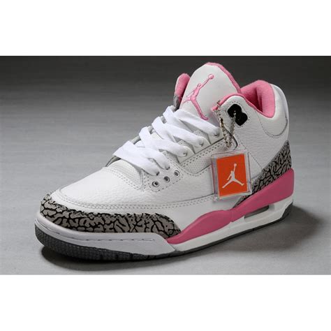 Women Air Jordan 3 Retro White Pink Cement Grey Women Jordan Shoes