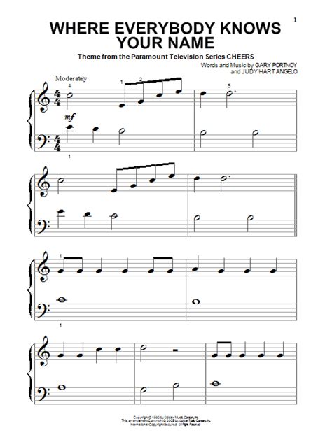 Can learn how to play main themes from these songs: Where Everybody Knows Your Name | Sheet Music Direct