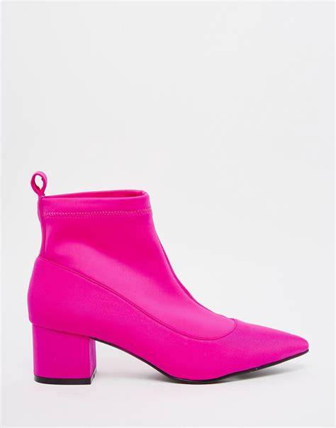 asos raise up pointed ankle boots in pink lyst