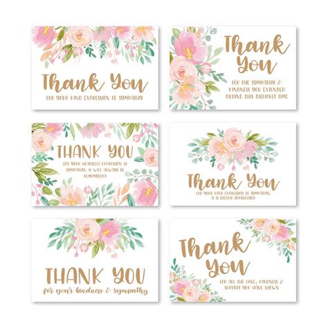 Buy 24 Pink Floral Sympathy Thank You Cards With Envelopes Bereavement