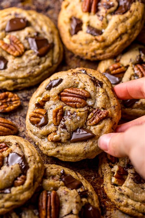 Brown Butter Bourbon Pecan Chocolate Chunk Cookies Baker By Nature