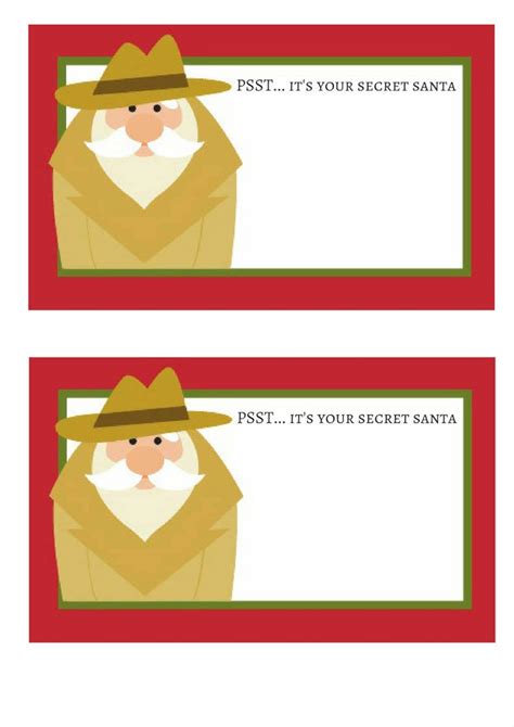 Secret Santa Printable T Tag Instant Download Etsy