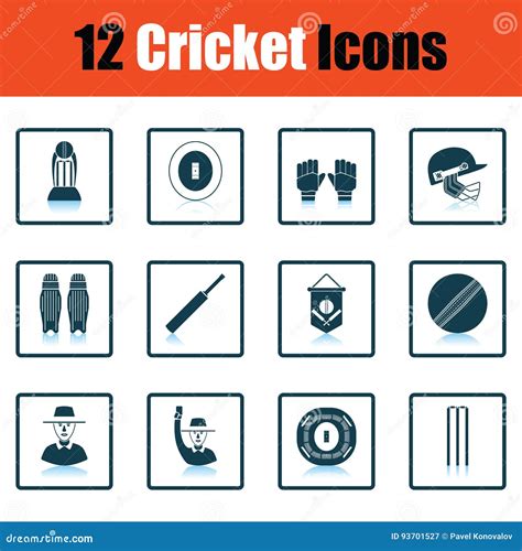 Cricket Icon Set Stock Vector Illustration Of Shadow 93701527