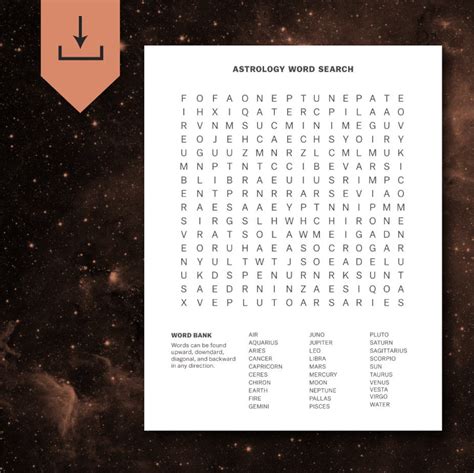 Astrology Word Search Etsy