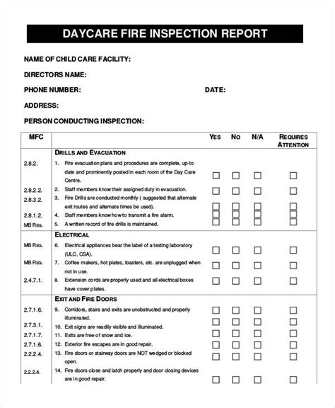 Fire Inspection Report Form Template