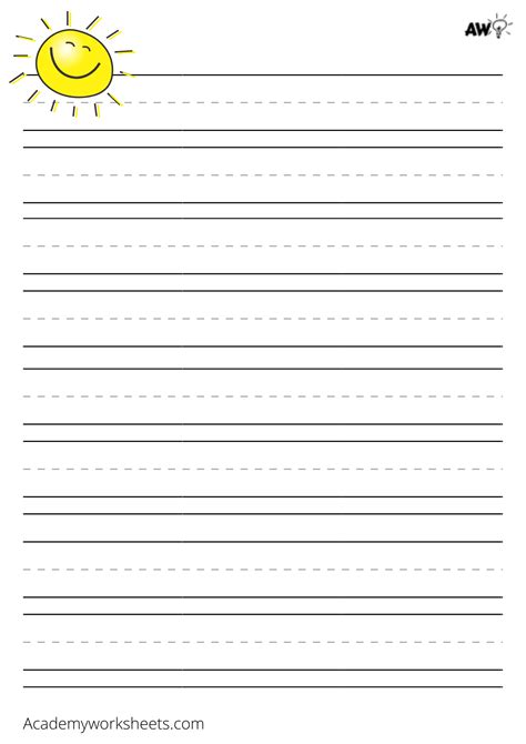 Printable Lined Paper For Kids Academy Worksheets