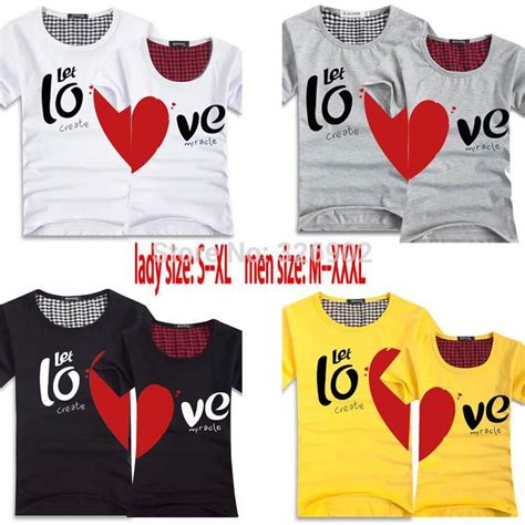 couples men and women heart love t shirts printing100 cotton couple lovers t shirt tshirts t