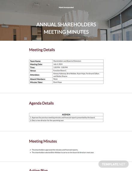 19 Free Shareholder Meeting Minutes Templates Edit And Download