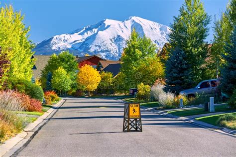 Residential Neighborhood In Colorado At Autumn Stock Image Image Of