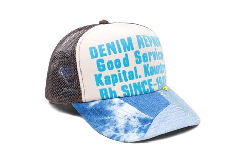 Kapital Denim Repair Service Re Construct Trucker Hat Ecrubrown Glabvn