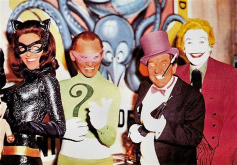Lee Meriwether Frank Gorshin Burgess Meredith And Cesar Romero In Batman 1966 A Photo On