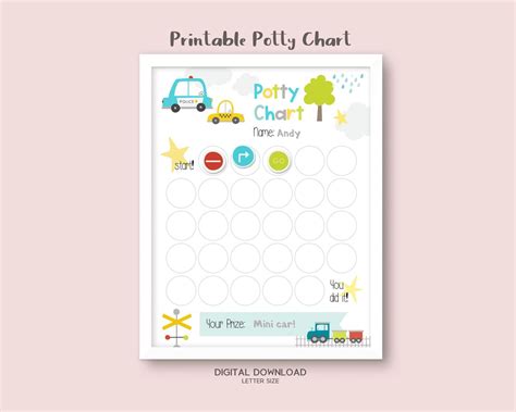 Cars Kids Potty Training Chart Printable Sticker Chart Cute Etsy