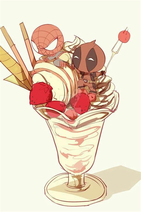 Deadpool And Spiderman Ice Cream Sundae Deadpool And Spiderman