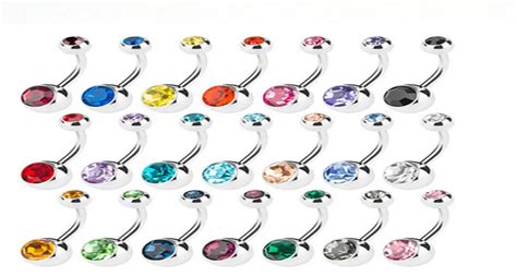 Stainless Steel Belly Button Rings Navel Crystal Rhinestone Body Piercing Bars Jewlery For