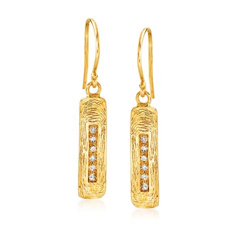 15 Ct Tw Diamond Vertical Bar Drop Earrings In 18kt Gold Over