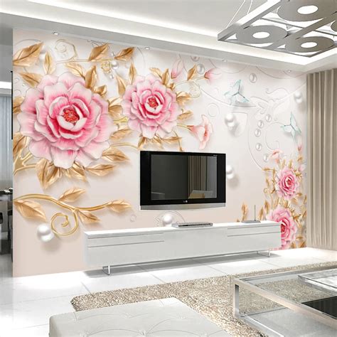 Custom 3d Photo Wallpaper 3d Stereoscopic Embossed Flower Wall Painting
