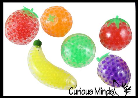 6 Fruit Water Bead Filled Squeeze Stress Balls Sensory Stress Fidg