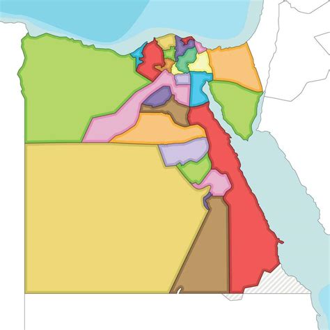 Vector Illustrated Blank Map Of Egypt With Governorates Or Provinces