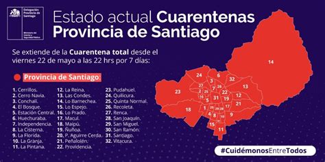 .la cuarentena en las seis comunas de la capital que estaban establecidas: Extensión Cuarentena en la Región Metropolitana ...
