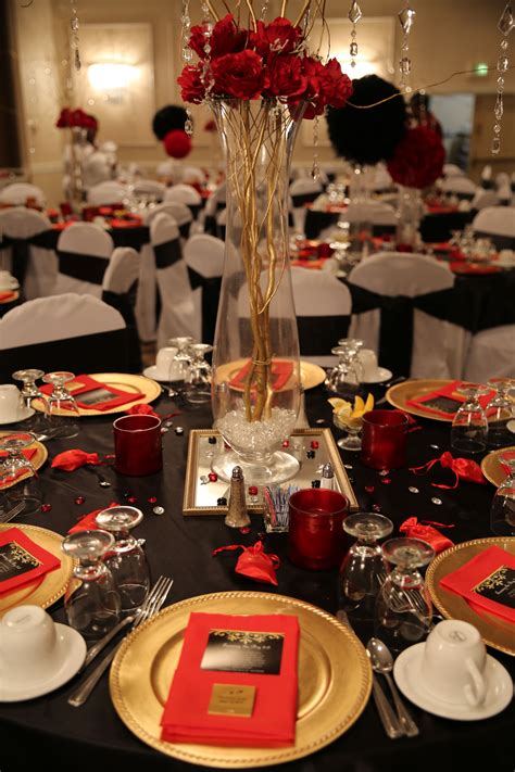 Red Black And Gold Table Decorations For 50th Birthday Party Red