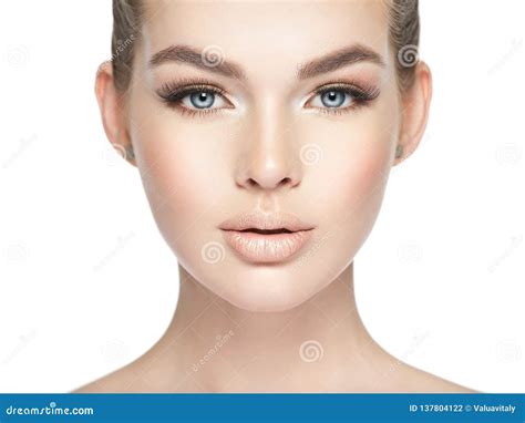 Closeup Portrait Of A Young Woman Emotionless Stock Photo Image Of