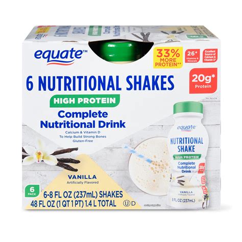 Equate High Protein Nutritional Drink 20g Protein Vanilla 6 Count