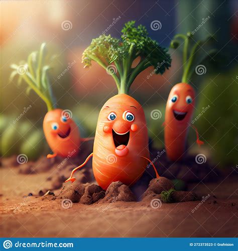 Happy Carrots Cartoon Character Stock Illustration Illustration Of